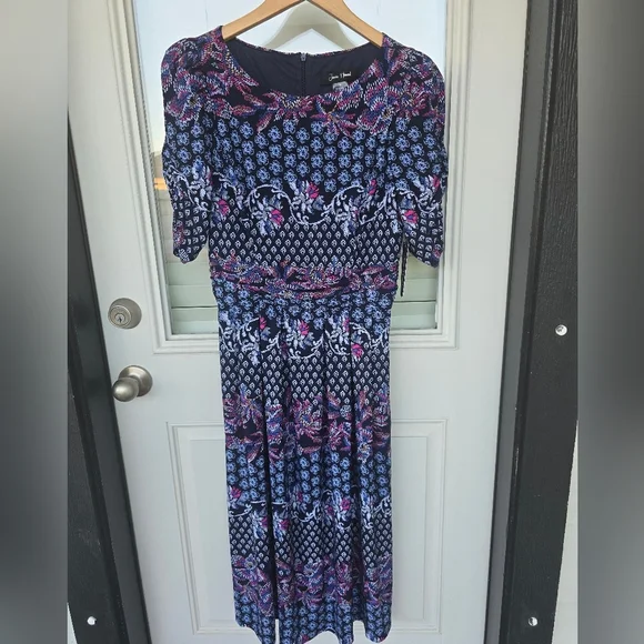 $139 Jessica Howard Dress Sz 8 Elbow-Sleeve Gathered-Waist Stretchy New - Picture 11 of 15